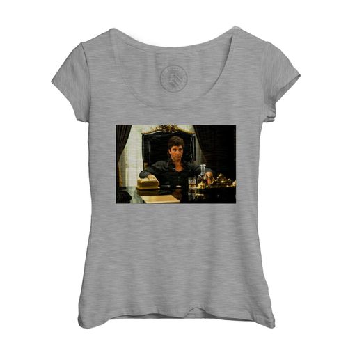 T-Shirt Femme Col Echancré Scarface Tony Montana Trone Film