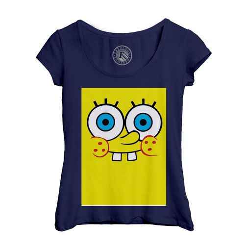 T-Shirt Femme Col Echancré Bob L'eponge Spongebob Jaune Dessin Animé