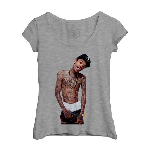 T-Shirt Femme Col Echancré Wiz Khalifa Us Hip Hop Rap Star