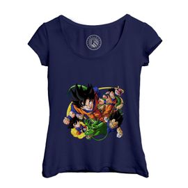 T-Shirt Femme Col Echancré Dragon Ball Z Sangoku Vegeta Piccolo Trunk Manga Anime Sengoku