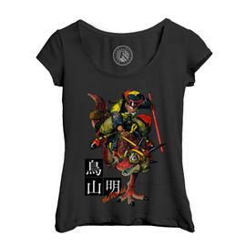 T-Shirt Femme Col Echancré Sangoku Goku Original Dinosaure Baton Magique Kinto Dragon Ball Manga