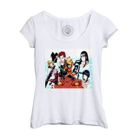 T-Shirt Femme Col Echancré Naruto Team 7 Sasuke Sakura Neiji Hyuga Hinata Gaara Gamabunta Manga