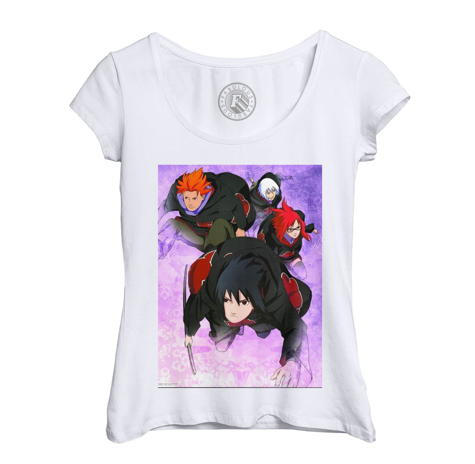 T-Shirt Femme Col Echancré Sasuke Team Taka Akatsuki Naruto Manga Anime