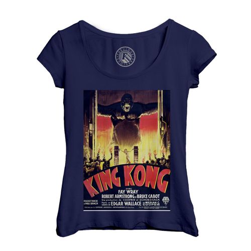 T-Shirt Femme Col Echancré King Kong Rétro Poster Vieille Affiche De Film Cinéma Vintage