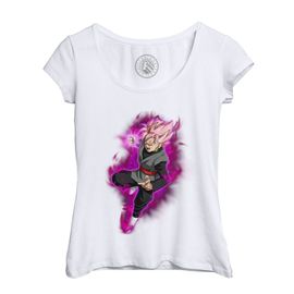 T-Shirt Femme Col Echancré Dragon Ball Super Black Goku Anime Manga Japon