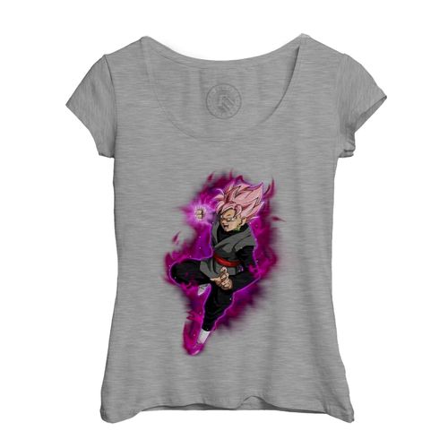 T-Shirt Femme Col Echancré Dragon Ball Super Black Goku Anime Manga Japon