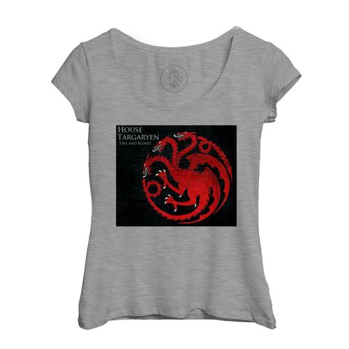 T-Shirt Femme Col Echancré Fire And Blood Targaryen Game Of Thrones