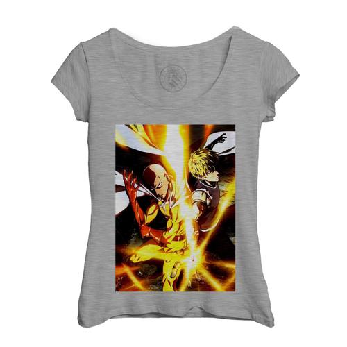 T-Shirt Femme Col Echancré One Punch Man Saitama Genos Manga Japon