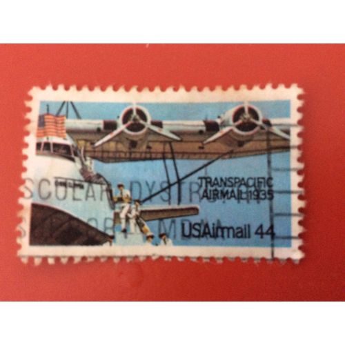 1 Timbre Oblitéré Transpacific Airmail 1935, Usa.