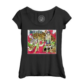 T-Shirt Femme Col Echancré One Piece Panthere Manga Anime Japon