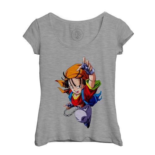 T-Shirt Femme Col Echancré Dragon Ball Gt Pan Anime Manga Japon