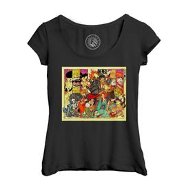 T-Shirt Femme Col Echancré One Piece Dessin Traditionnel Manga Estampe