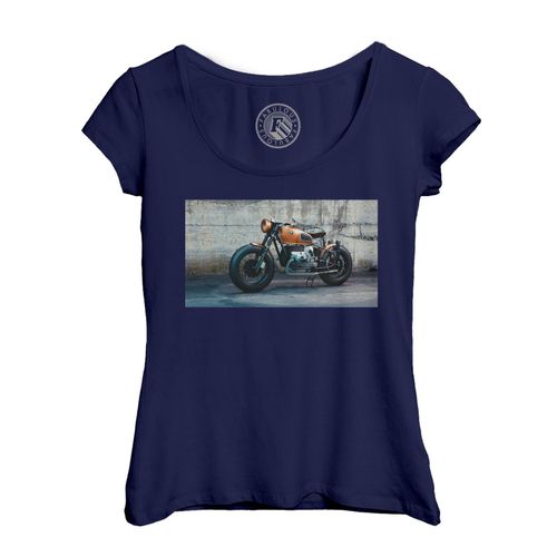 T-Shirt Femme Col Echancré Moto Vintage Cafe Racer Orange