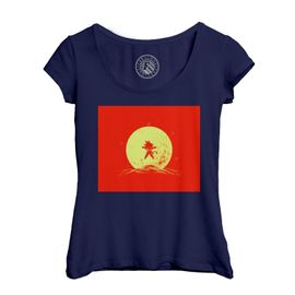 T-Shirt Femme Col Echancré Sangoku Pleine Lune Dragon Ball Manga 90's
