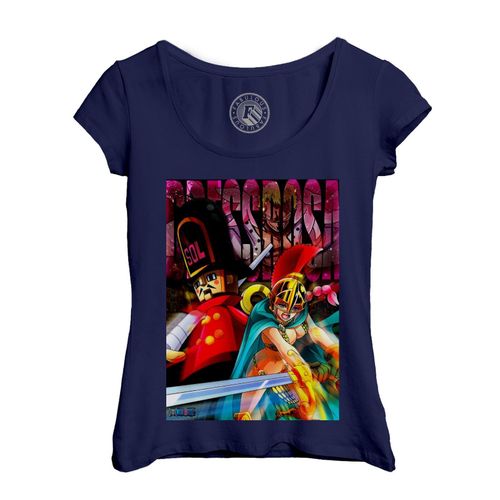 T-Shirt Femme Col Echancré One Piece Dressrosa Arc Sol Soldats Manga