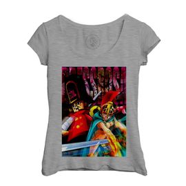 T-Shirt Femme Col Echancré One Piece Dressrosa Arc Sol Soldats Manga