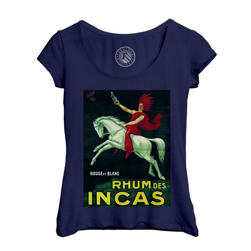 T-Shirt Femme Col Echancré Rhum Des Incas Affiches Anciennes Vintage Cheval Blanc