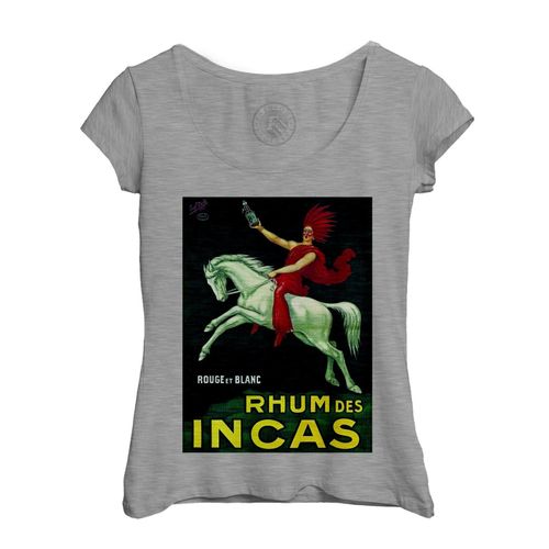 T-Shirt Femme Col Echancré Rhum Des Incas Affiches Anciennes Vintage Cheval Blanc