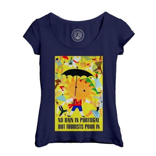 T-Shirt Femme Col Echancré No Rain Portugal Tourist Pour In Voyage Vintage Ete