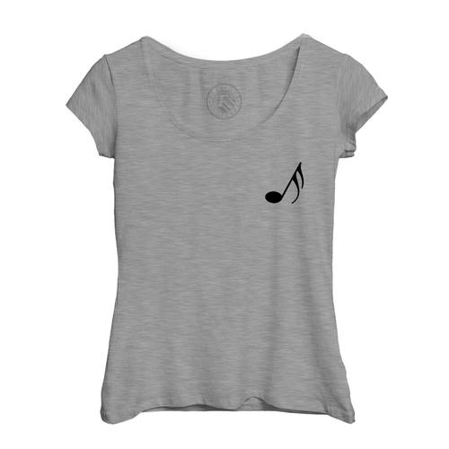 T-Shirt Femme Col Echancré Double Croche Solfège Simple Musique Solfège Notes