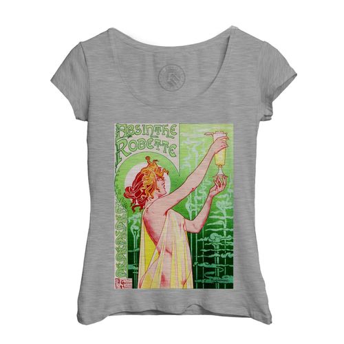 T-Shirt Femme Col Echancré Absinthe Robette Affiche Vintage Ancienne 1900