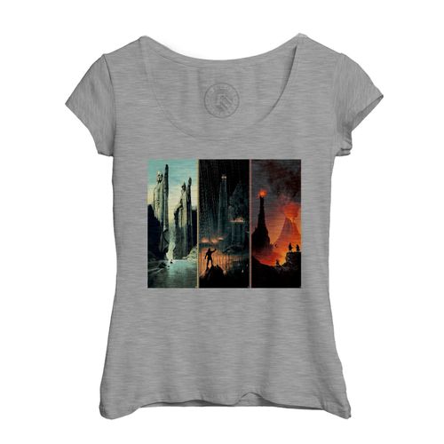 T-Shirt Femme Col Echancré Trilogie Seigneur Des Anneaux Peinture Art