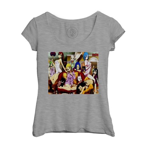 T-Shirt Femme Col Echancré Fairy Tail Pyjama Party Avec Les Filles