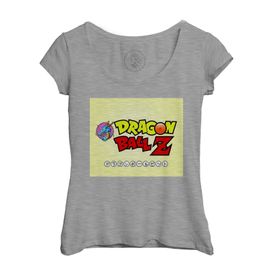 T-Shirt Femme Col Echancré Dragon Ball Z Logo Dbz Manga Japon Anime 90's