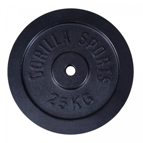 Gorilla Sports - Disques De Poids En Fonte Noire - De 0,5 Kg À 30 Kg - Poids : 25 Kg