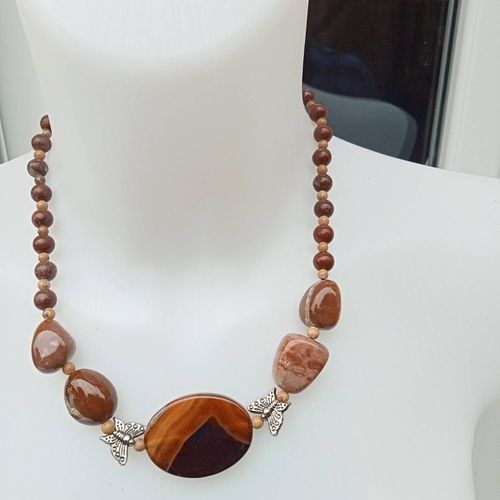 Collier Agate,Jaspe Et Aventurine
