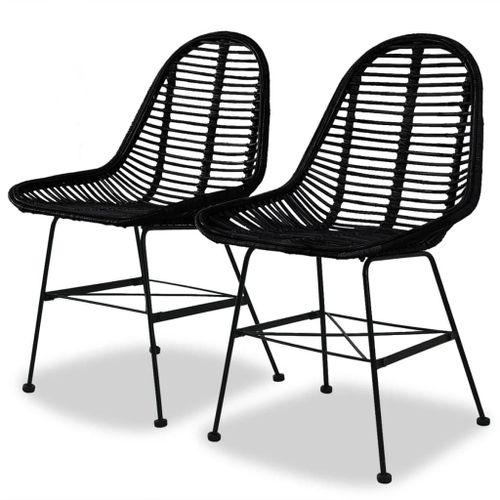 Vidaxl Chaises À Manger Lot De 2 Noir Rotin Naturel