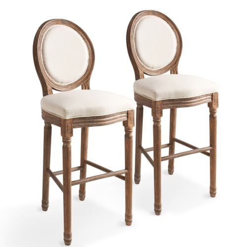 Vidaxl Tabourets De Bar Lot De 2 Blanc Lin