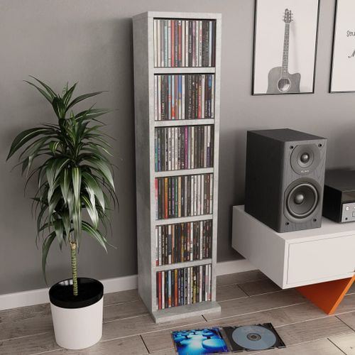 Vidaxl Armoire À Cd Gris Béton 21x20x88 Cm Bois D'ingénierie