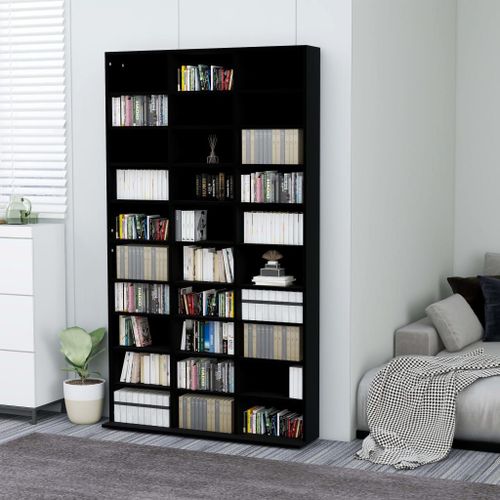 Vidaxl Armoire À Cd Noir 102x16x177,5 Cm Bois D'ingénierie