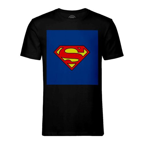 T-Shirt Homme Col Rond Superman Logo Bleu Comics Anime Super Hero Bande Dessinee
