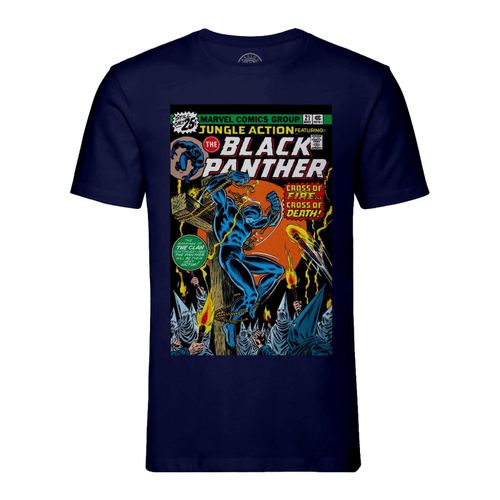 T-Shirt Homme Col Rond Black Panther Marvel Couverture Bd Comics Super Hero Vintage