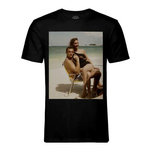 T-Shirt Homme Col Rond Sean Connery Claudine Auger James Bond 007 Photo Vintage