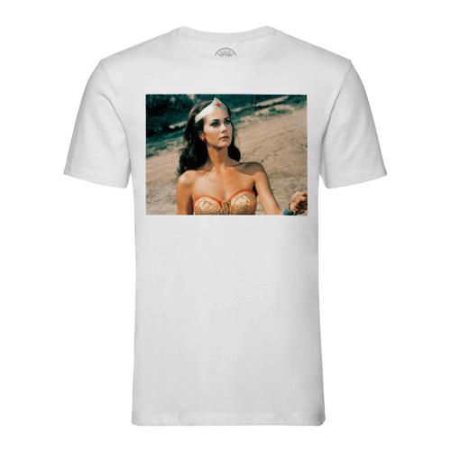 T-Shirt Homme Col Rond Lynda Carter Wonderwoman Miss World Actrice Mannequin