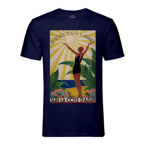 T-Shirt Homme Col Rond Cote D'azur Art Deco Affiche Ancienne Vintage