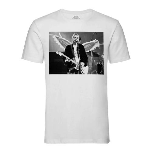 T-Shirt Homme Col Rond Kurt Cobain Ange Nirvana Live Picture Grunge Rock Concert