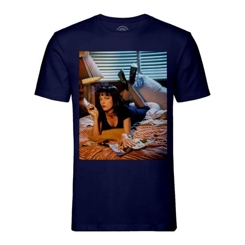 T-Shirt Homme Col Rond Uma Thurman Pulp Fiction Cigarette Lit Actrice Cinema