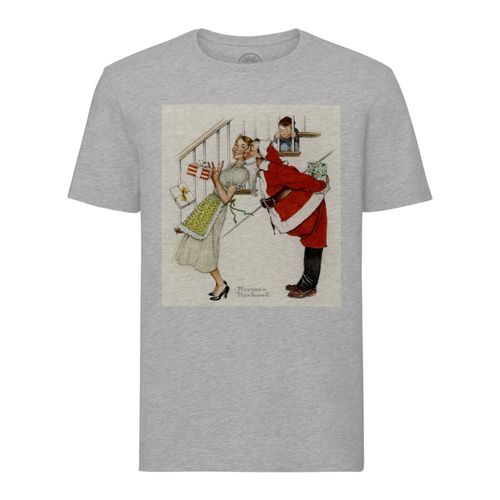 T-Shirt Homme Col Rond Pere Noel & Maman Noel Peinture Norman Rockwell