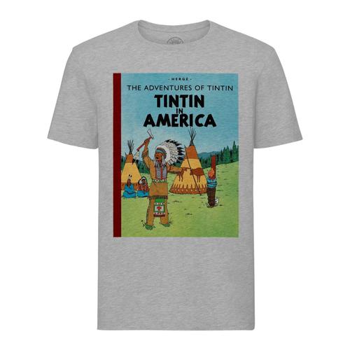 T-Shirt Homme Col Rond Tintin In America Couverture Bd Herge Chicago