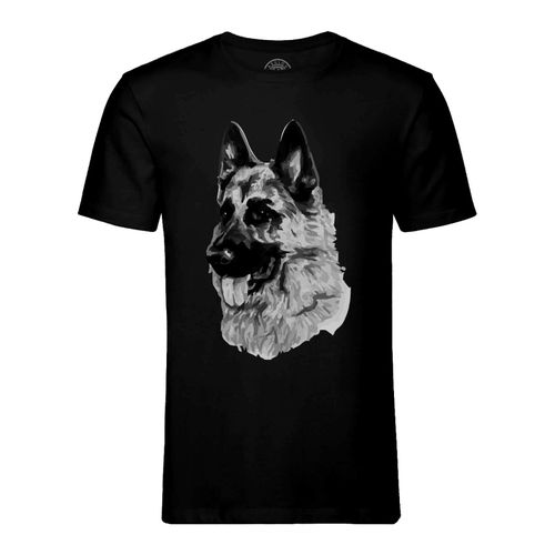 T-Shirt Homme Col Rond Berger Allemand Gros Chien Art Encre Noir Et Blanc Mignon