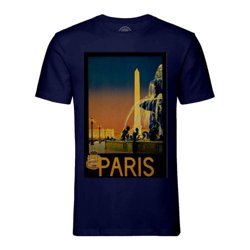 T-Shirt Homme Col Rond Paris Obelisque Affiche Poster Vintage Voyage Art Deco 30's