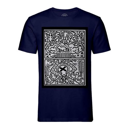 T-Shirt Homme Col Rond Nuclear Disaster Keith Haring Dessin Graffiti Pop Art