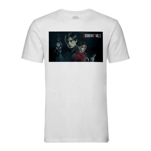 T-Shirt Homme Col Rond Resident Evil 2 Claire Redfield Leon Kennedy Game
