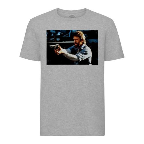 T-Shirt Homme Col Rond Chuck Norris Heros Film Pistolet 1988 Acteur