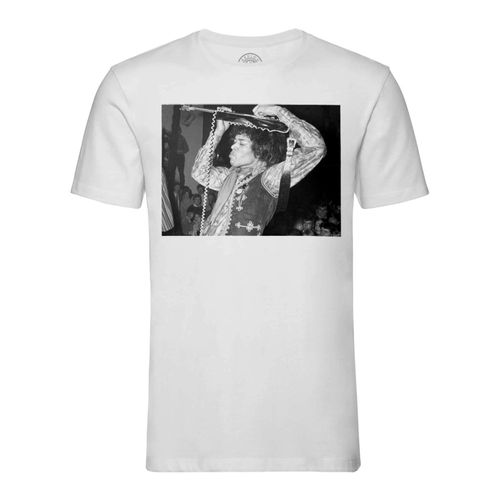 T-Shirt Homme Col Rond Jimi Hendrix Live Concert 70's Guitare Vintage