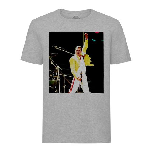T-Shirt Homme Col Rond Queen Freddie Mercury Wembley Veste Jaune Rock